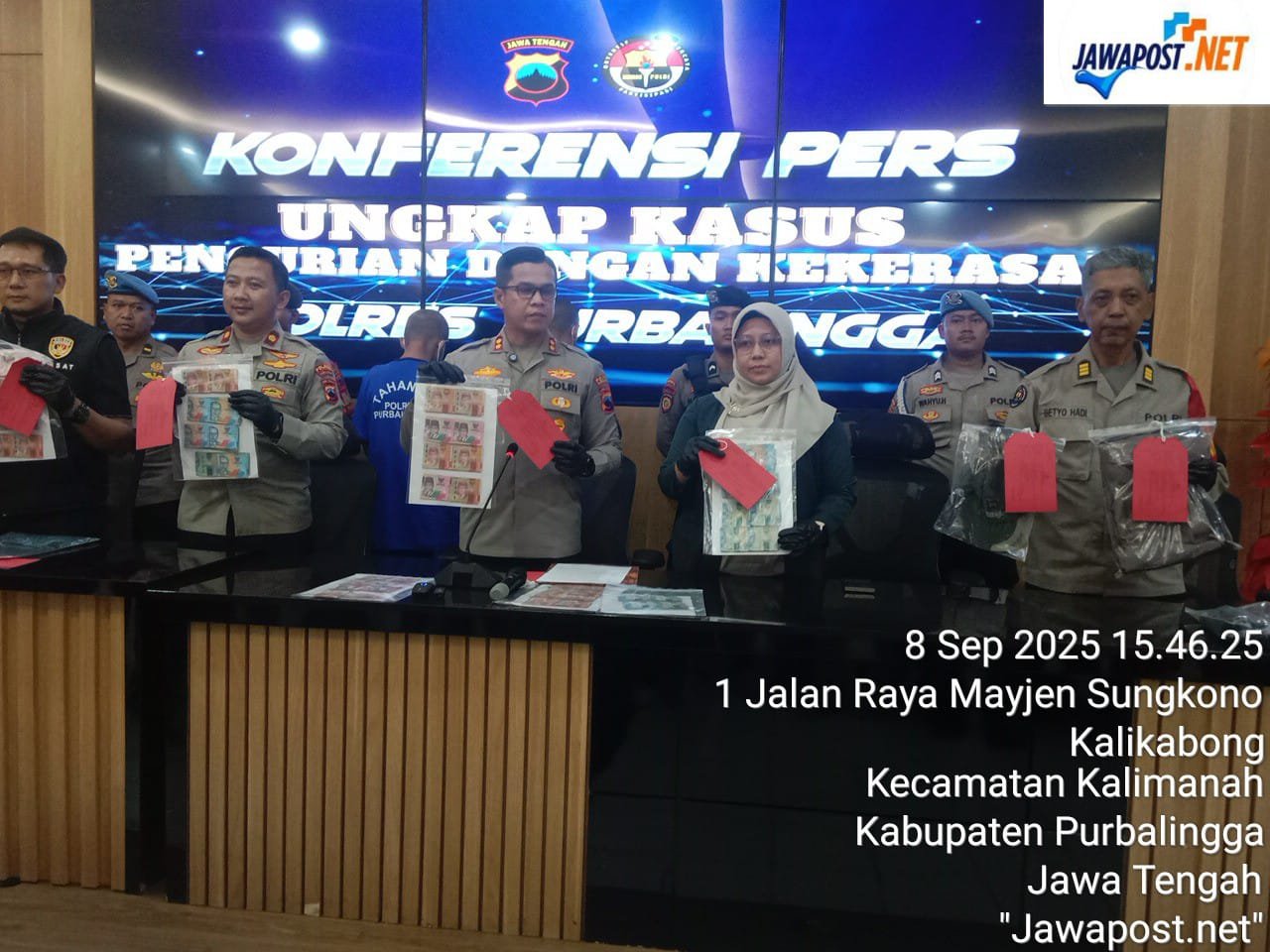 Satreskrim Polres Purbalingga Ringkus Dua Pelaku Perampokan di Kantor BPR Syariah