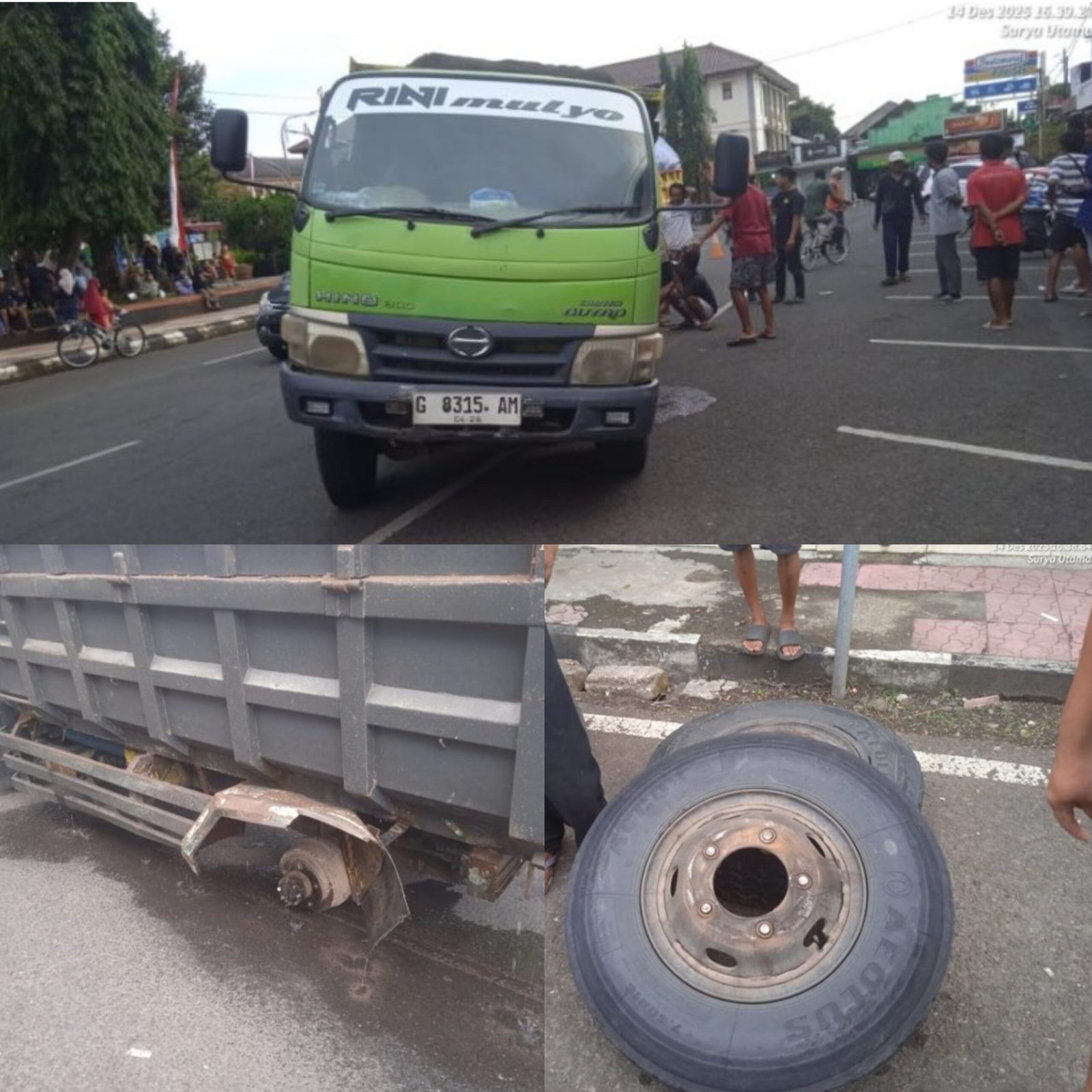 Teriakan Petugas Parkir, Saat Roda Truk Pasir Lepas di Jalan Alun – Alun Purbalingga