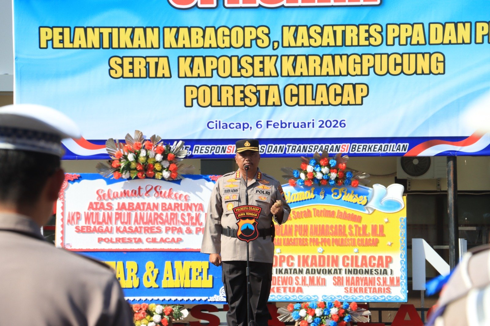 Polresta Cilacap Lantik Kabag Ops, Kasatres PPA dan PPO, serta Kapolsek Karangpucung