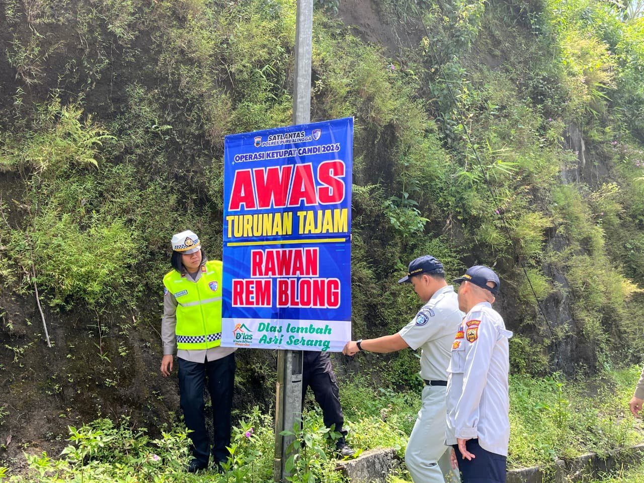 Jelang Mudik Lebaran, Polres Purbalingga Cek Jalur Rawan dan Pasang 30 Imbauan Keselamatan