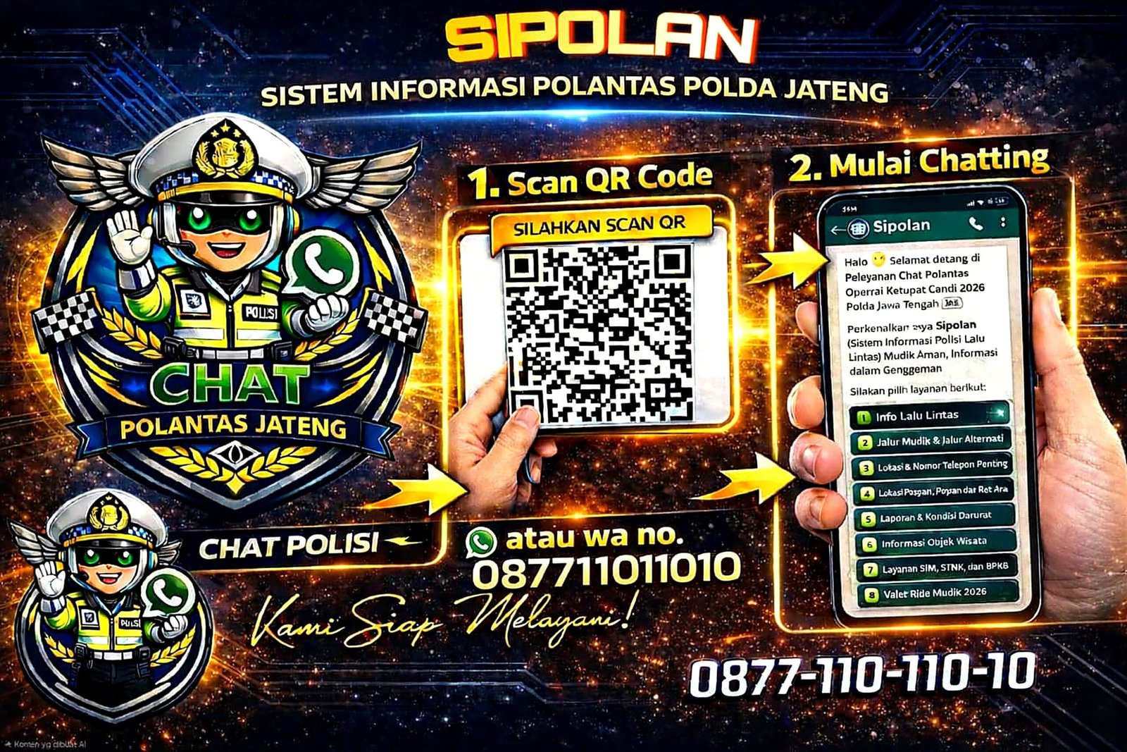 Valet Ride dan Chatbot Si Polan Jadi Inovasi Pelayanan Polda Jateng dalam Ops Ketupat Candi 2026