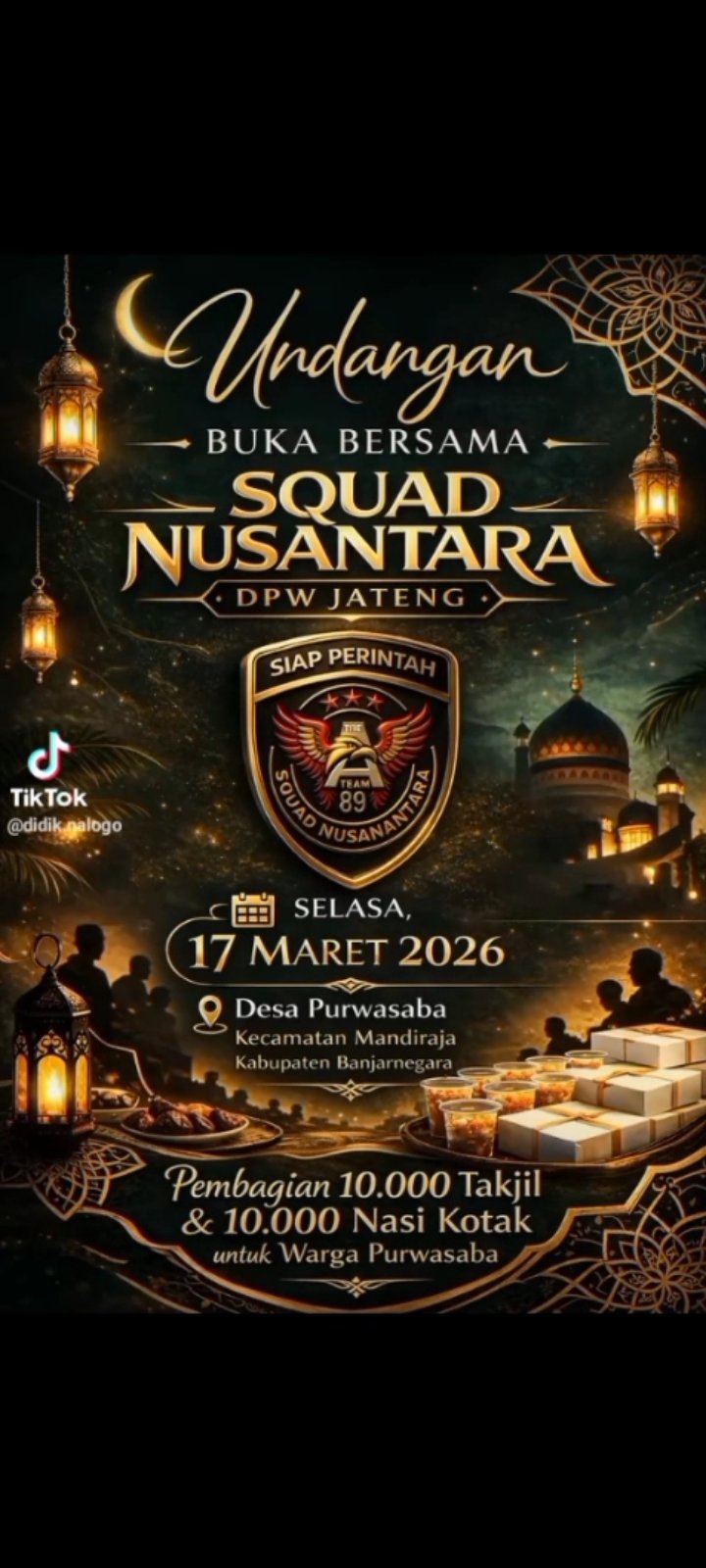 Bakti Sosial “Squad Nusantara” Bagikan 20 Ribu Paket Takjil dan Nasi Kotak di Banjarnegara