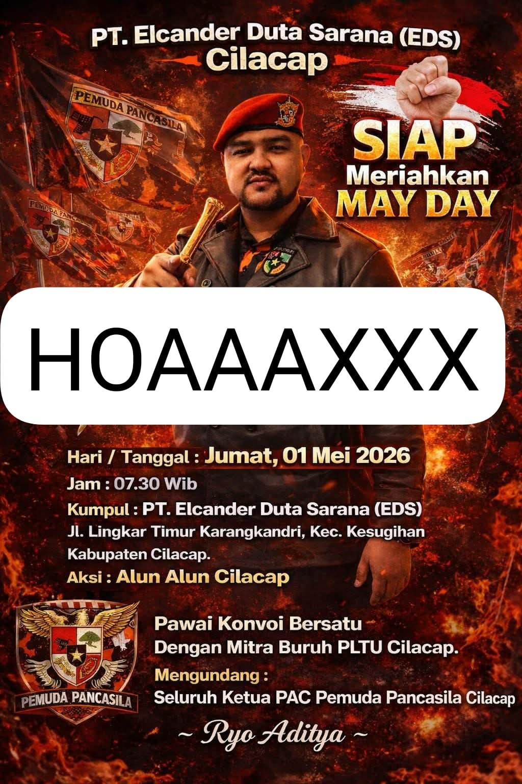 MPC Pemuda Pancasila Cilacap Tegaskan Poster Aksi May Day Hoaks, Minta Publik Tetap Tenang