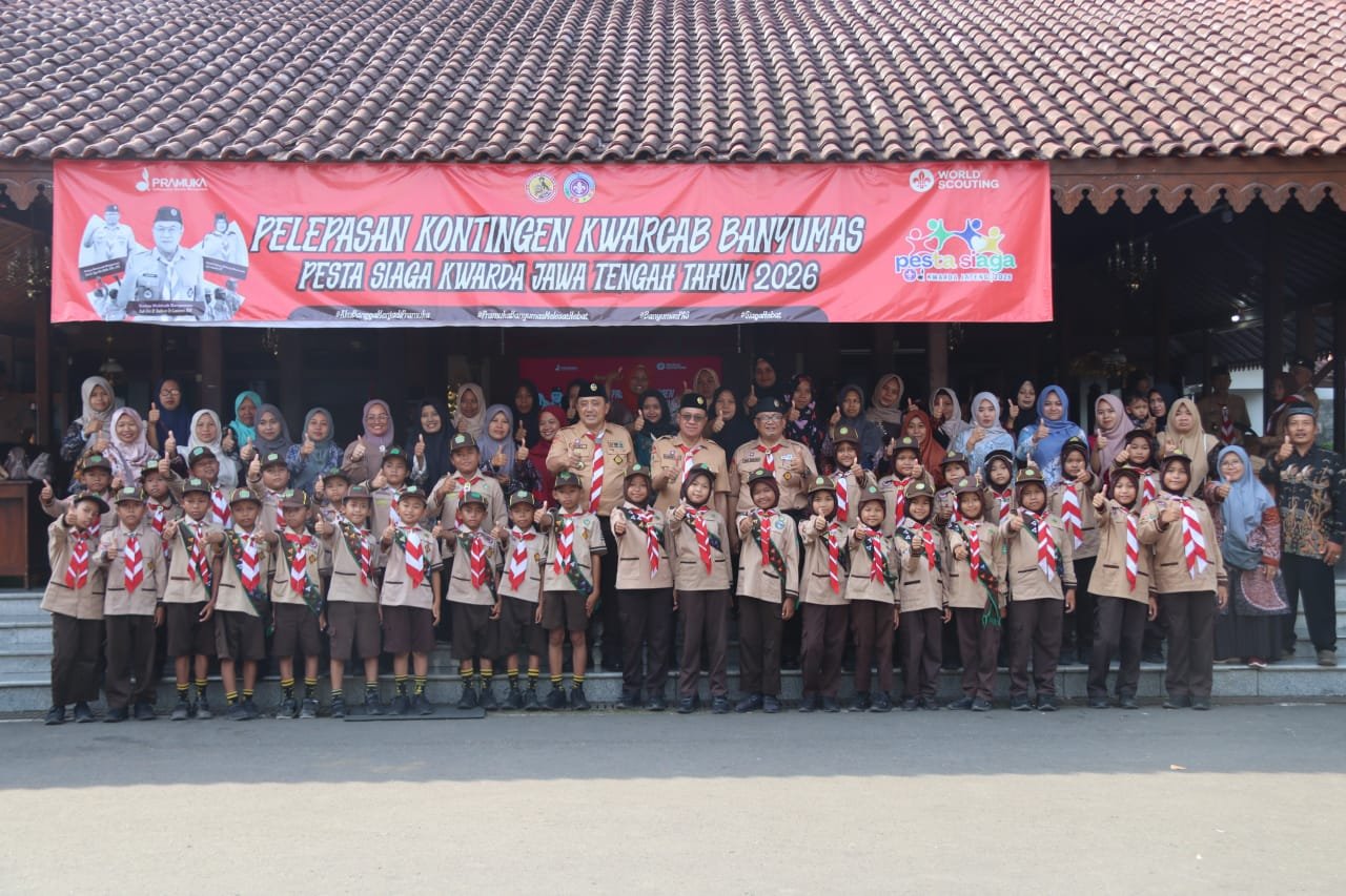 Bupati Sadewo Lepas Kontingen Kwarcab Banyumas Ikuti Pesta Siaga Jateng 2026