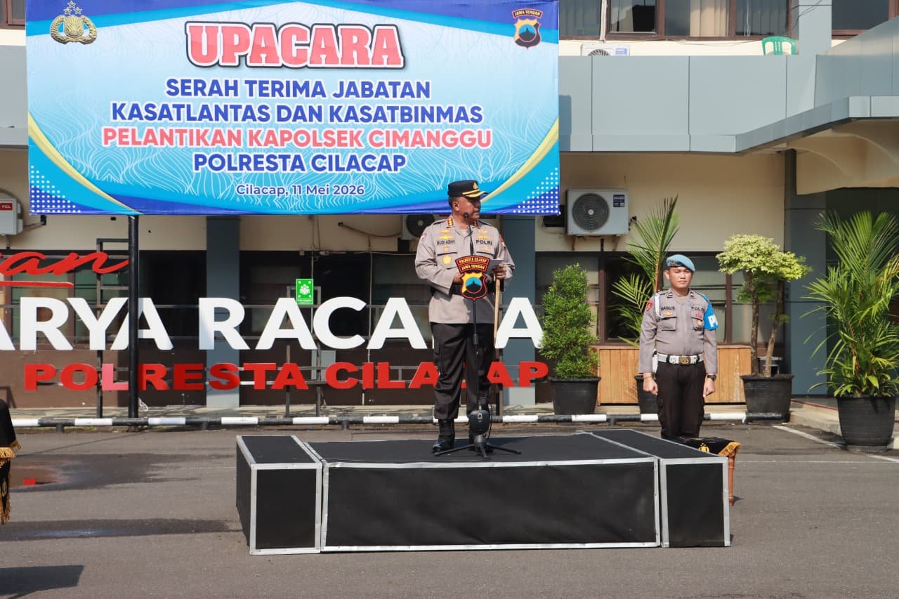Kapolresta Cilacap Pimpin Sertijab Kasat Lantas dan Kasat Binmas serta Pelantikan Kapolsek Cimanggu