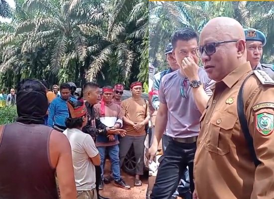 Massa Adat Dayak Kepung Lahan Sengketa Sawit, Satpam PT Tapian Nadenggan Akhirnya Mundur