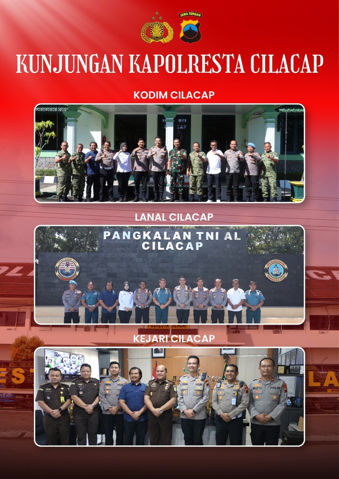 Kapolresta Cilacap Perkuat Sinergi, Sambangi Kodim, Lanal hingga Kejari
