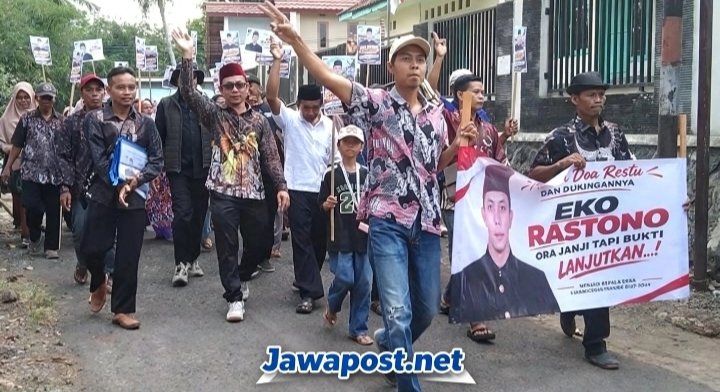 Diantar Ribuan Pendukung, Eko Rastono Ajukan Pencalonan Pilkades Karangcegak